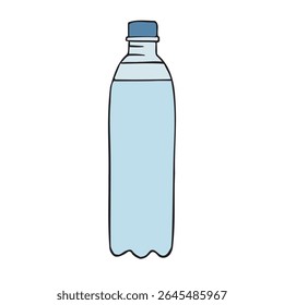 Vector hand drawn sketch doodle colored bottle of water isolated on white background