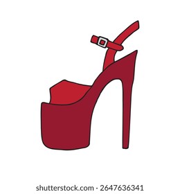 Vector dibujado a mano boceto doodle zapato de baile de poste rojo aislado sobre fondo blanco