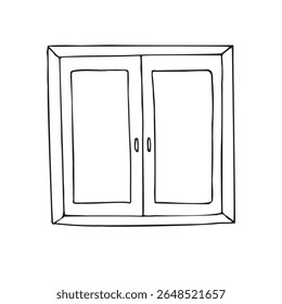 Vector dibujado a mano boceto doodle ventana de contorno aislado sobre fondo blanco