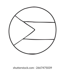 Vector dibujado a mano boceto doodle contorno redondo bandera de Palestina aislado sobre fondo blanco
