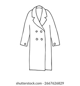 Vector hand drawn sketch doodle outline coat isolated on white background