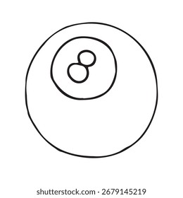 Vector hand drawn sketch doodle outline 8 ball isolated on white background
