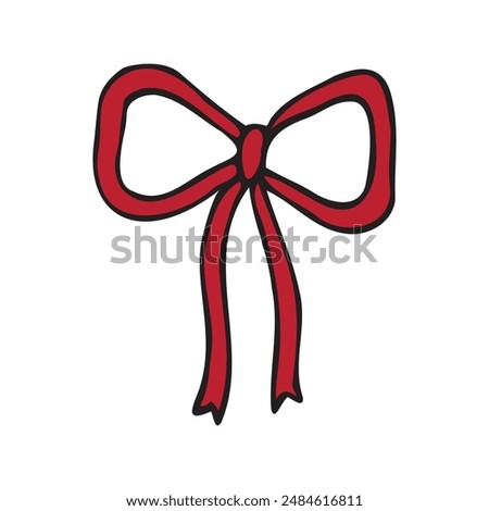 Vector hand drawn sketch doodle red colored bow tie isolated on white background