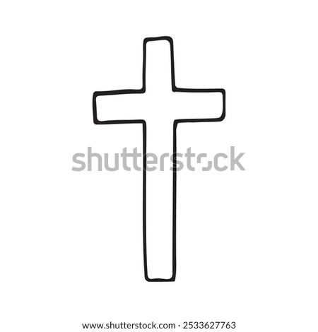 Vector hand drawn sketch doodle outline cross isolated on white background