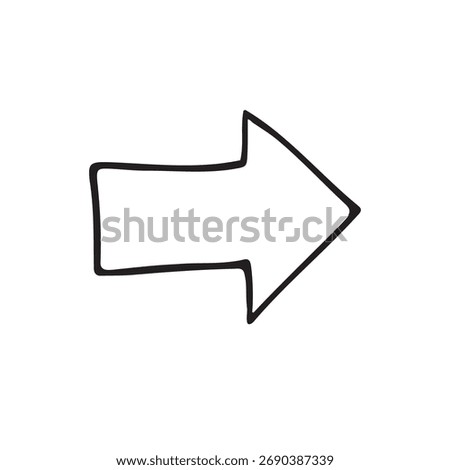 Vector hand drawn sketch doodle right arrow isolated on white background