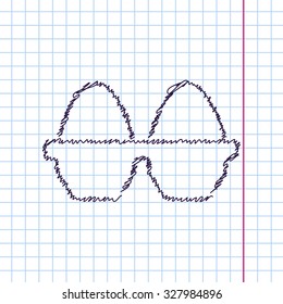Vector hand drawn sketch egg icon on copybook. Doodle style 