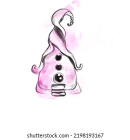 Vector hand drawn sketch fairy tale house of gnome