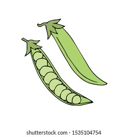 Vector hand drawn sketch green peas isolated on white background