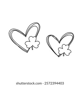 vector hand drawn sketch heart and flowers isolated on black background
