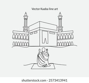Vector hand drawn sketch of holy Kaaba in mecca Saudi Arabia 