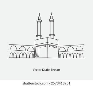 Vector hand drawn sketch of holy Kaaba in mecca Saudi Arabia 