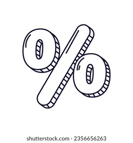 Vector hand drawn sketch icon percent symbol
