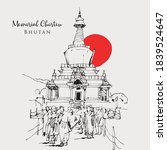 Vector hand drawn sketch illustration of the National Memorial Chorten in Thimpu, Bhutan