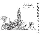 Vector hand drawn sketch illustration of Victoria Square in Adelaide, Australia