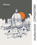 Vector hand drawn sketch illustration of Brescia in Italy
