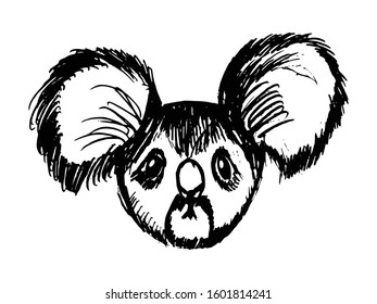 Vector, hand drawn, sketch, illustration of koala. Motives of Australian nature, wildlife, animals
