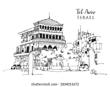 Vector hand drawn sketch illustration of Tel Aviv, Israel
