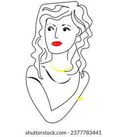 Vector hand drawn sketch illustration of a beautiful woman