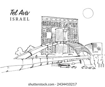 Vector hand drawn sketch illustration of Tel Aviv, Israel