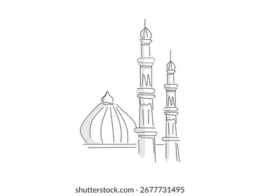 Ilustração de esboço desenhado à mão de vetor de Madinah Arábia Saudita