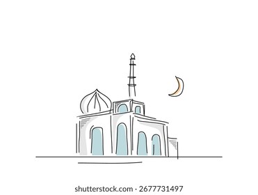 Vector dibujado a mano ilustración de boceto de Madinah Arabia Saudita