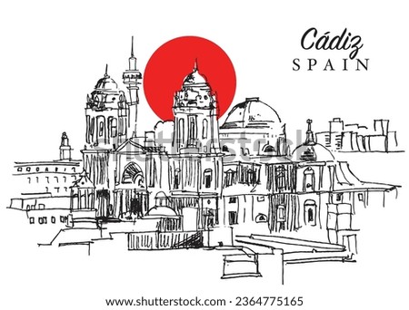Vector hand drawn sketch illustration of Cadiz cityscape, Andalusia, Spain. Foto d'archivio © 