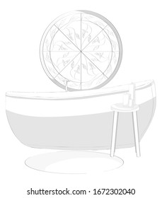 Esbozo dibujado a mano por vectores. Interior. Ilustración vectorial del baño
