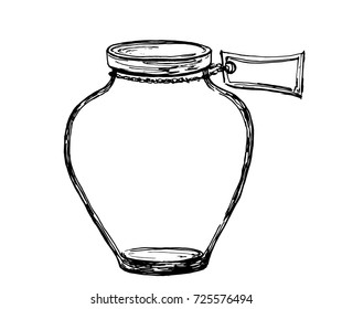 Vector hand drawn sketch jar with label. Illustration for design, print or background.