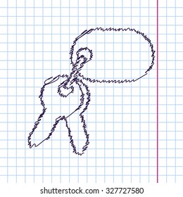 Vector hand drawn sketch keys icon on copybook. Doodle style 