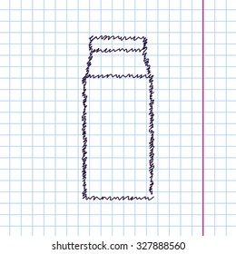 Vector hand drawn sketch kitchen bottle template on copybook. Doodle style 