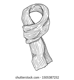 Vector Hand Drawn Sketch Knitted Scarf