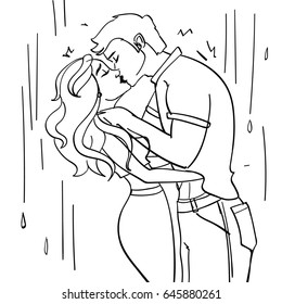 Vector hand drawn sketch of a loving couple