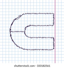Vector hand drawn sketch magnet icon on copybook. Doodle style 