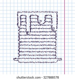 Vector hand drawn sketch pancakes breakfast icon on copybook. Doodle style 