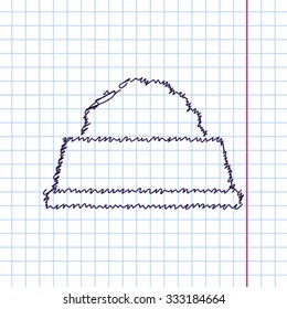 Vector hand drawn sketch pet food dish icon on copybook. Doodle style 