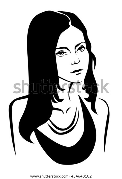 Vector Hand Drawn Sketch Portrait Girl People Beauty Fashion