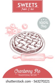 Vector hand drawn sketch restaurant desserts card. Sweets poster. Retro illustration.