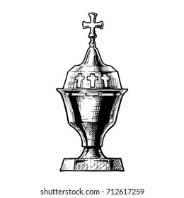 Vector hand drawn sketch of sanctuary lamp in ink hand drawn style. 