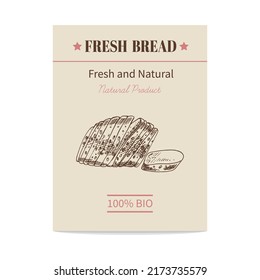 Vector hand drawn sketch sliced bread poster. Eco food.  Icons and elements for print, labels, packaging.
