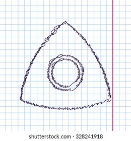 Vector hand drawn sketch tailor chalk icon on copybook. Doodle style 