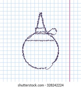 Vector hand drawn sketch tailor oiler icon on copybook. Doodle style 