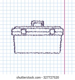 Vector hand drawn sketch toolkit icon on copybook. Doodle style . Industrial equipment 
