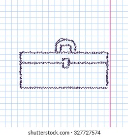 Vector hand drawn sketch toolkit icon on copybook. Doodle style . Industrial equipment 