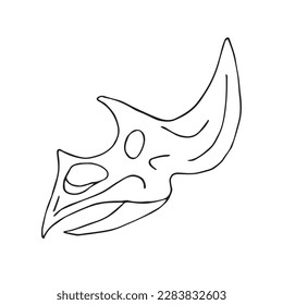 Vector hand drawn sketch triceratops dinosaur skull isolated on white background