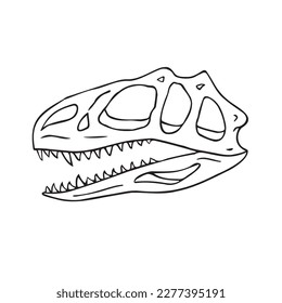 Vector hand drawn sketch tyrannosaurus dinosaur skull isolated on white background