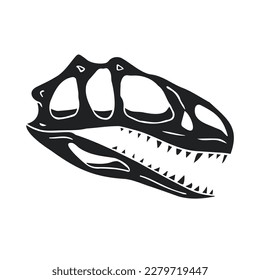 Vector hand drawn sketch tyrannosaurus dinosaur skull isolated on white background