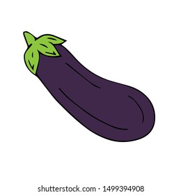 Vector hand drawn sketch violet eggplant isolated on white background