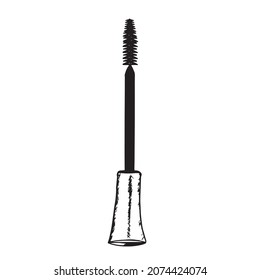 Vector hand drawn sketch of a volumetric eyelash brush, ink lines