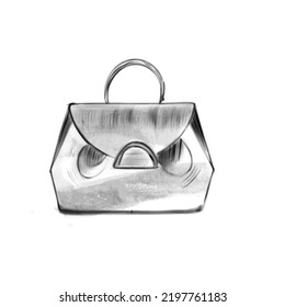 Vector hand drawn sketch of woman handbag