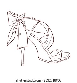 Vector hand drawn sketch of woman's fashionable shoe, fashion line-art illustration